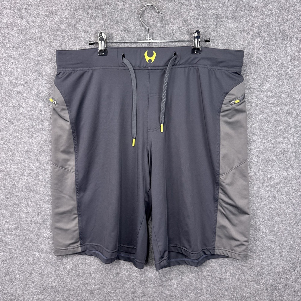 Hylete Mens Athletic Training Shorts XL Gray Performance Stretch Zipper Pockets